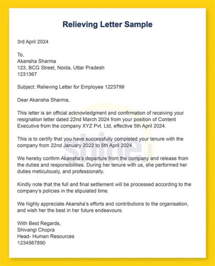Can I get relieving letter after termination?