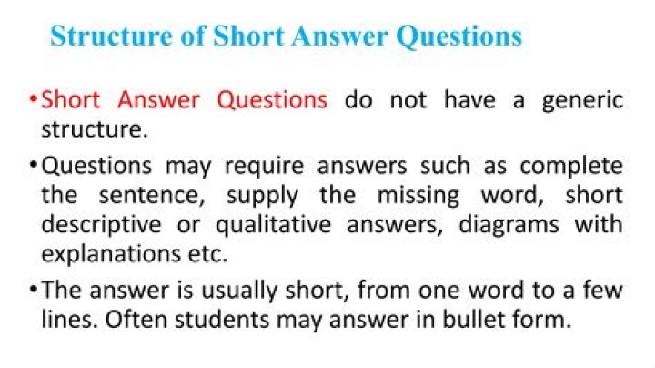 What is a short answer questions example?