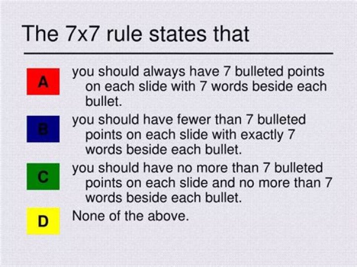 What is the 7 by 7 rule in PowerPoint?