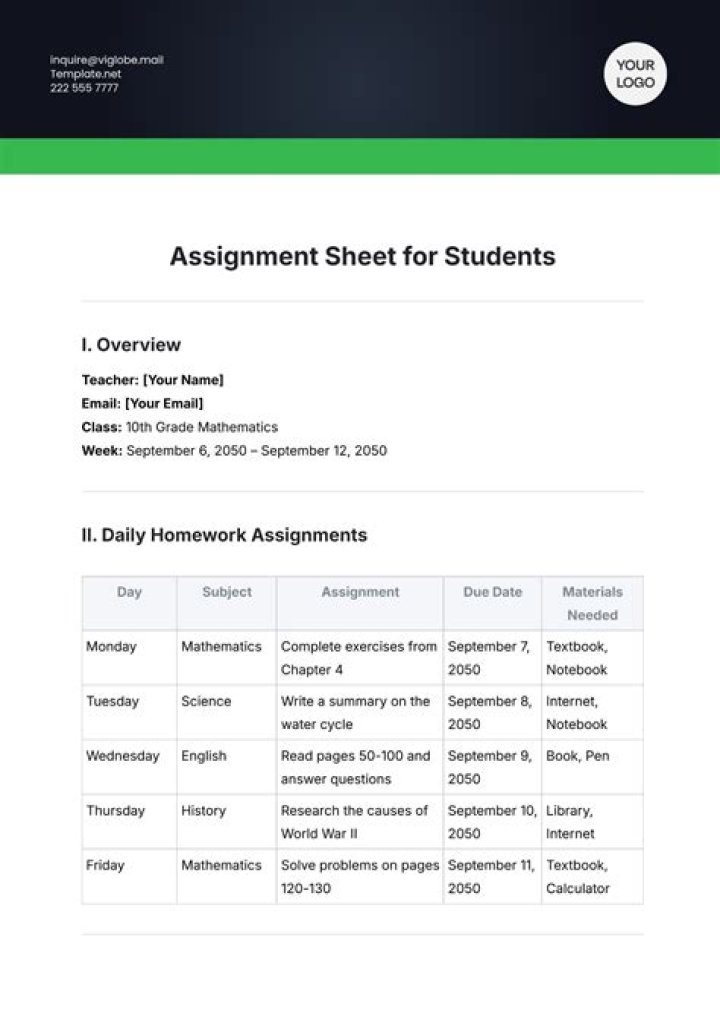 Which is an example of an assignment?